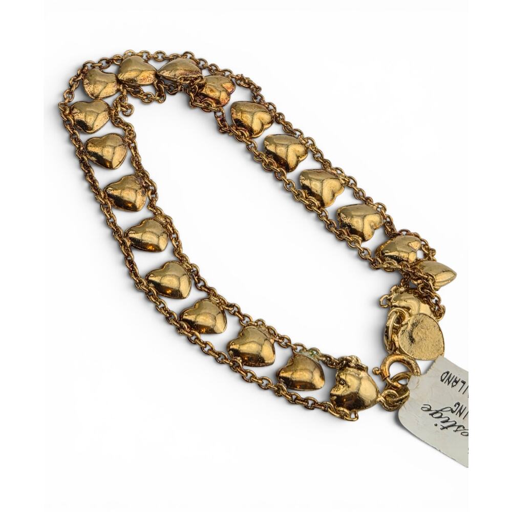 Danecraft Prestige Sterling Gold Heart Bracelet 24K Overlay NOS Tag
